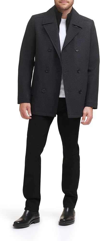 Kenneth Cole New York Men's Wool-Blend Coat with Bib