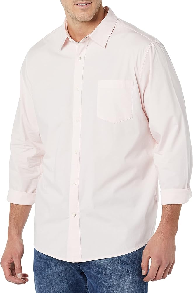 Amazon Essentials Men's Long-Sleeve Regular-fit Stretch Poplin Shirt