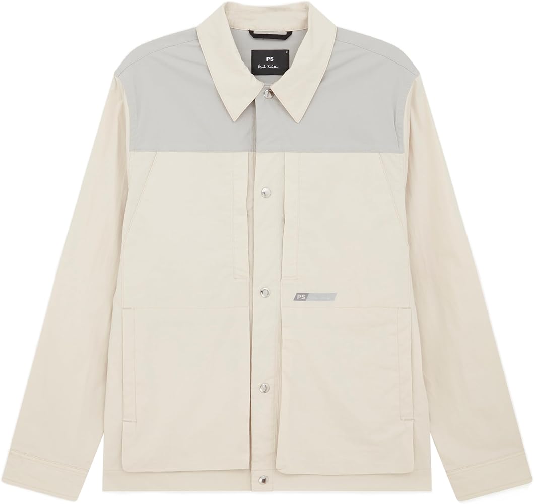 PS Paul Smith Men's Overshirt Jacket, Grey Beige