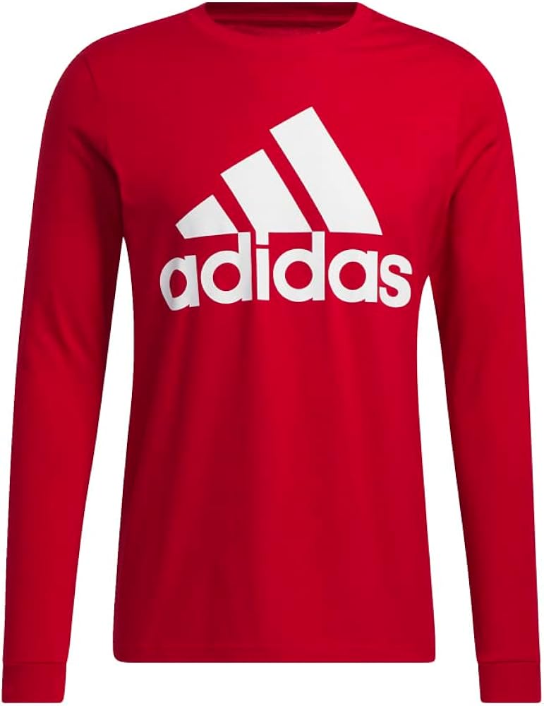 adidas Amplifier Long Sleeve Badge of Sport Tee Men's, Red, Size M