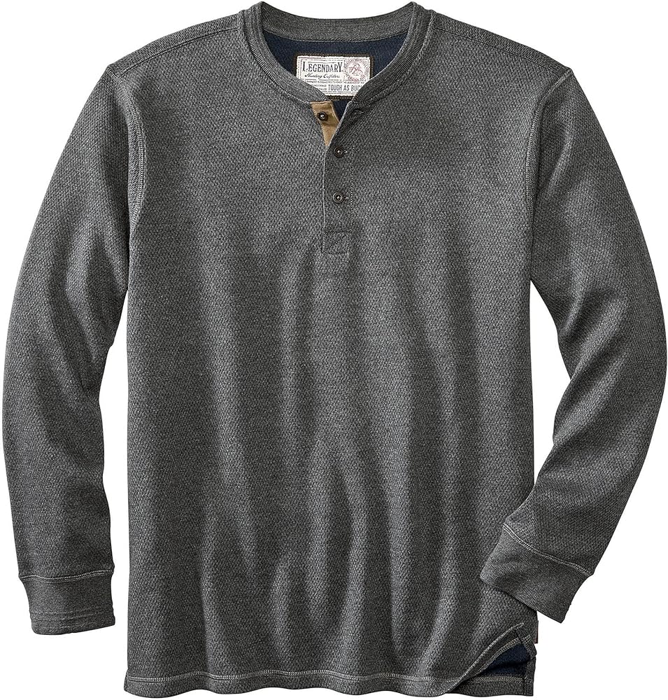 Legendary Whitetails Men's Tough as Buck Double Layer Thermal Henley Shirt-Casual Long Sleeve Waffle Knit Regular Fit