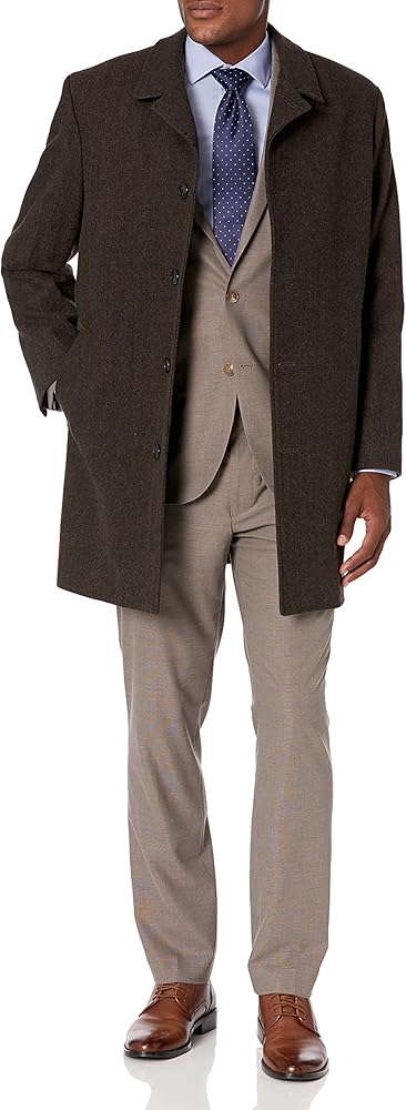 LONDON FOG mens Coventry Wool Blend Button Front Balmacan Top CoatWool Coat