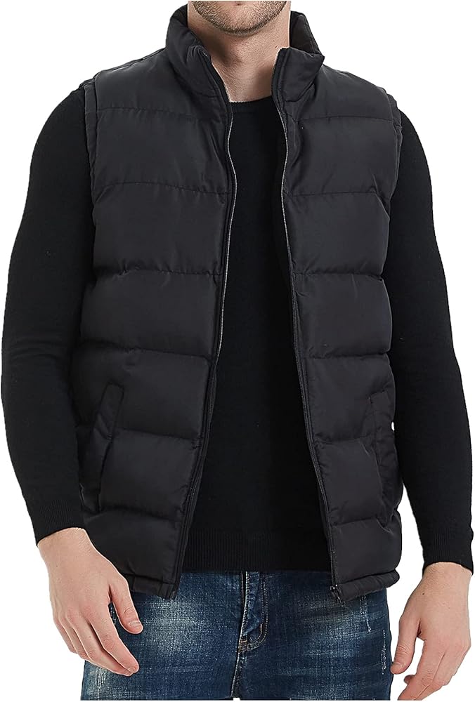 SUNDAY ROSE Men's Puffer Vest Lightweight Zip Up Quilted Vests Sleeveless Jacket Outdoor Coat