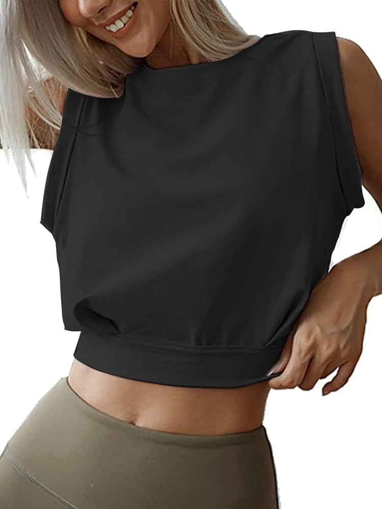 Crop Top Workout Shirts for Women Cute Sleeveless Yoga Tops Gym Tank Tops for Teen Girls