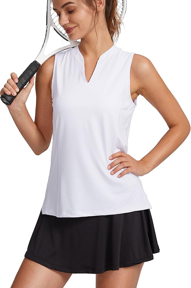 Obla Women's Sleeveless Golf Shirt V-Neck Lightweight Quick Dry Tennis Tank Tops Polo Shirts for Women