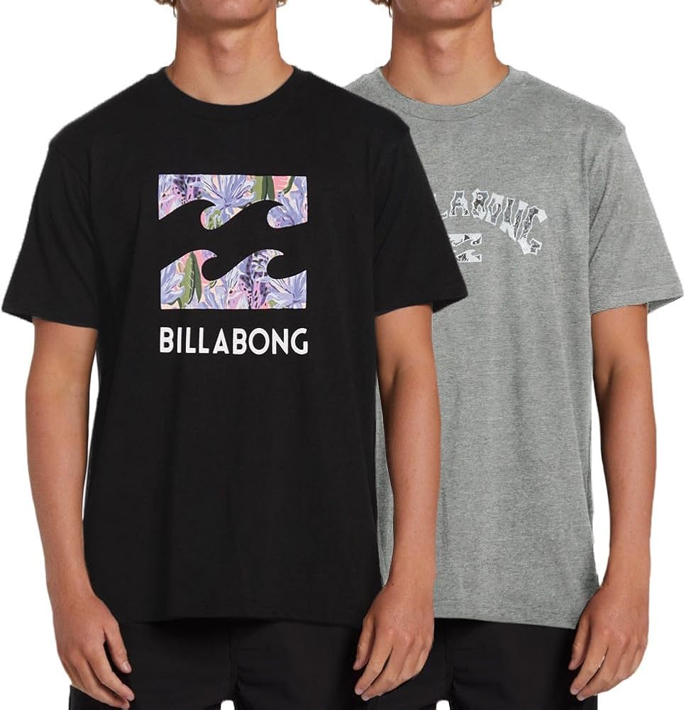 Billabong Mens 2 Pack Short Sleeve Lounge Crew Tee Graphic Lounge Wear Crewneck