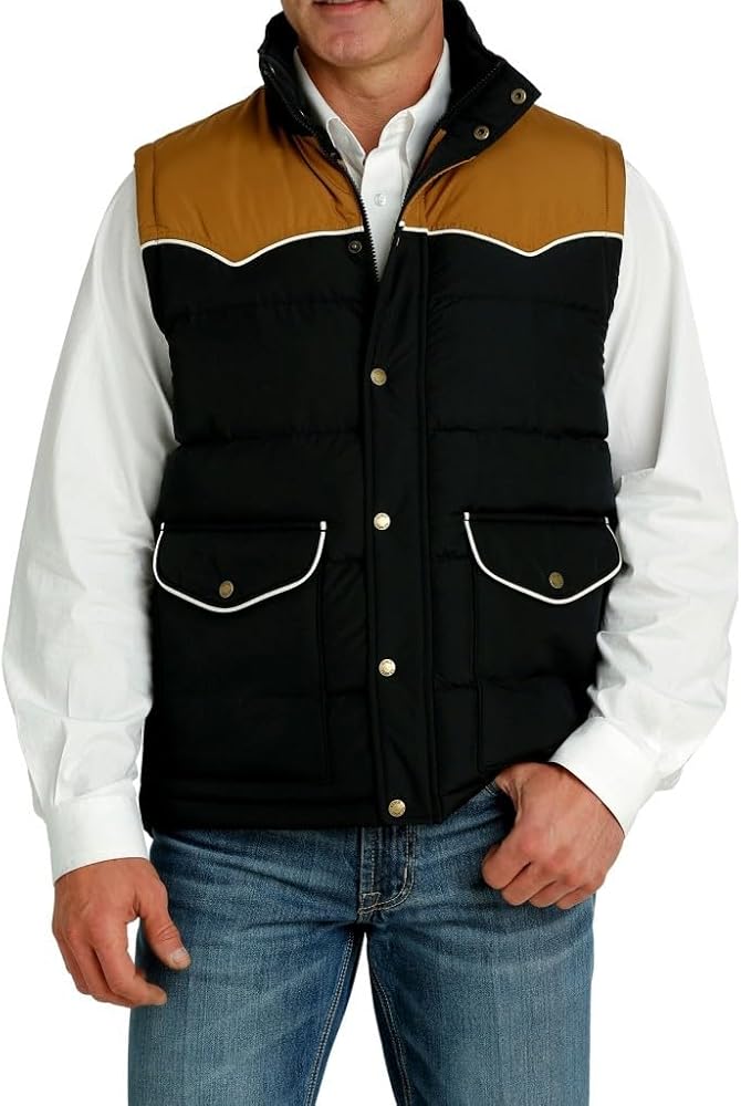 Cinch Men's Black Quilted Vest Brown