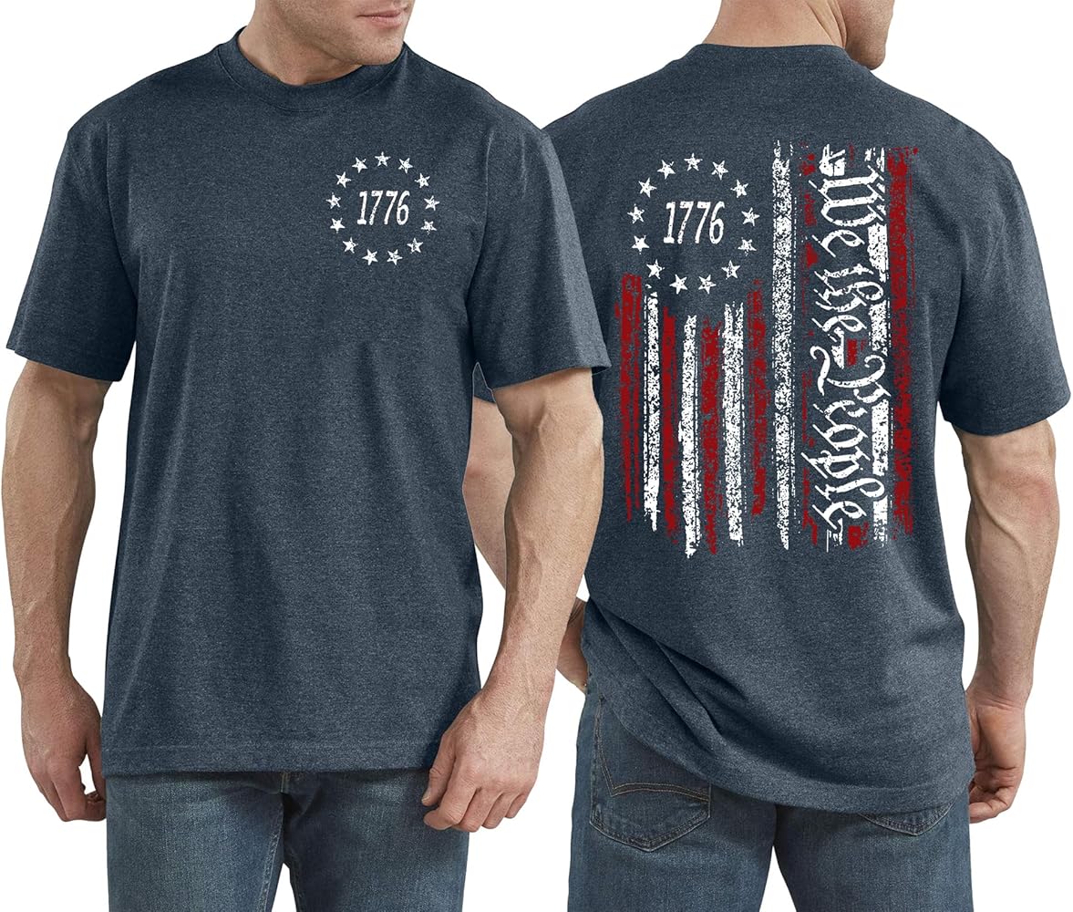 Men's 4th of July T Shirt: USA Flag Shirts Patriotic Shirt Tops We The People 1776 Shirt Casual Summer Tops