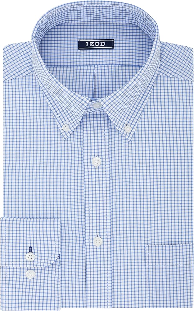 IZOD Men's Regular Fit Stretch Check Buttondown Collar Dress Shirt