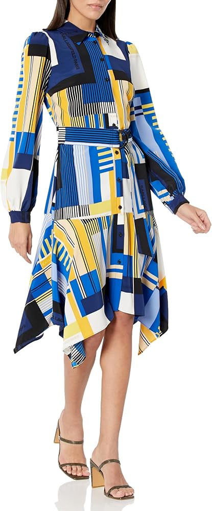 KARL LAGERFELD Women's Colorblock Shirt Dress