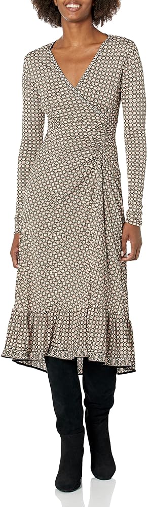 Max Studio Women's Long Sleeve Faux Wrap Dress