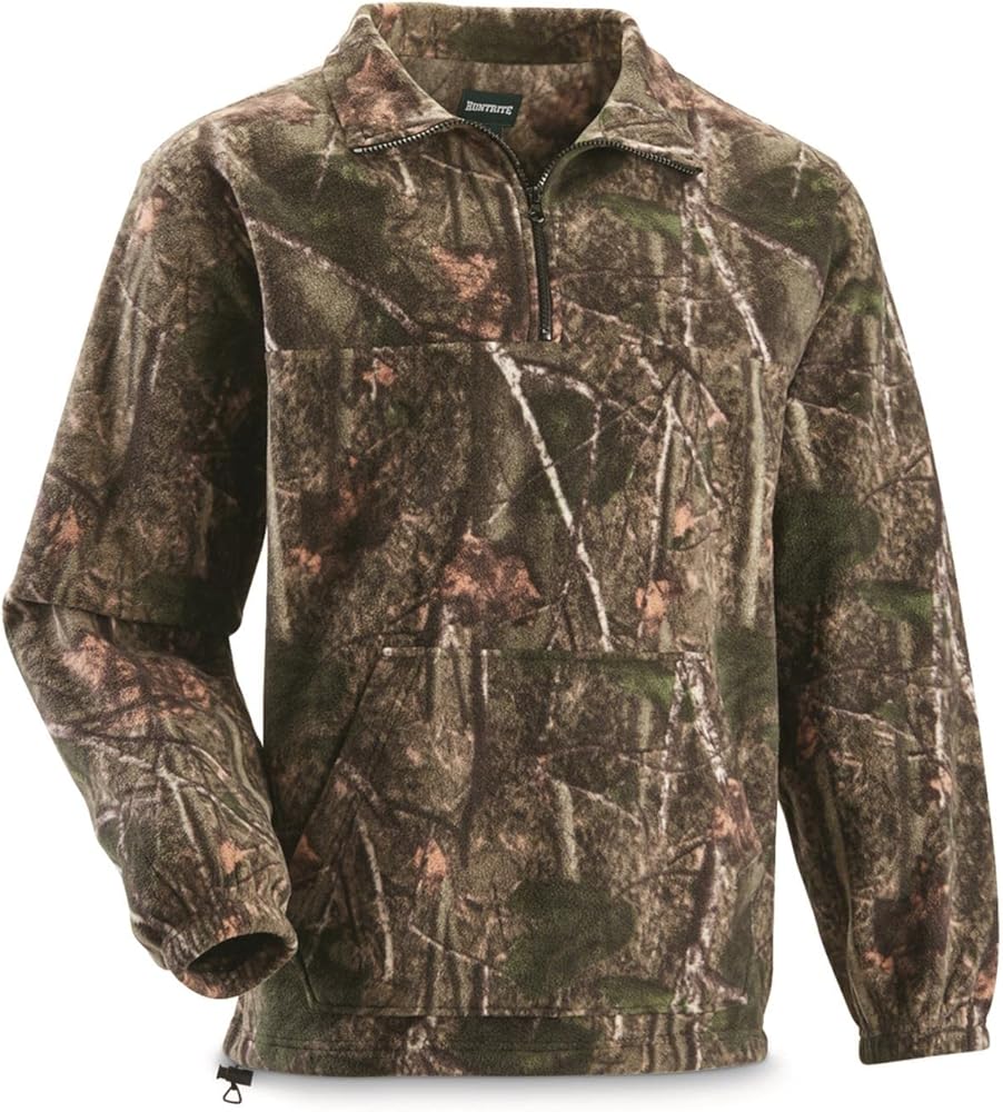 Men's Quarter-Zip Camo Hunting Fleece Pullover Jacket Sweater Top