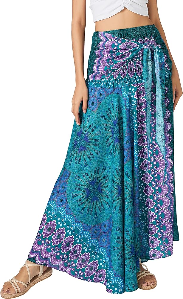 Joob Joob Long Boho Skirts for Women - Bohemian Hippie Maxi Summer Skirt