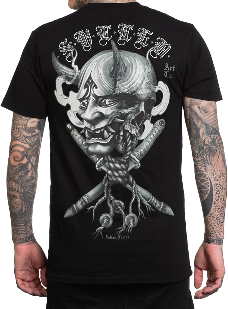 Sullen Men's Farrar Hanya Badge Series Tattoo Lifestyle Graphic Premium Short Sleeve Tee Black