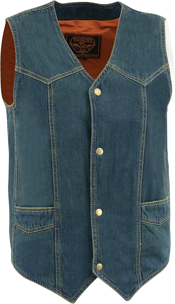 Men's 100% Cotton Basic Denim Vest L (46) Blue