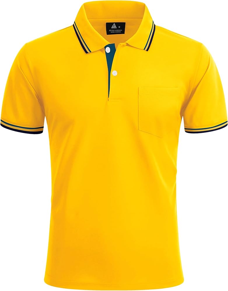 Polo Shirts for Men Short Sleeve Golf Polo with Pockets Moisture Wicking Tennis Shirt Summer Polo T-shirts