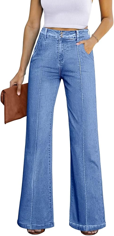 Sidefeel Womens Wide Leg Jeans Casual Baggy High Waisted Stretch Denim Pants