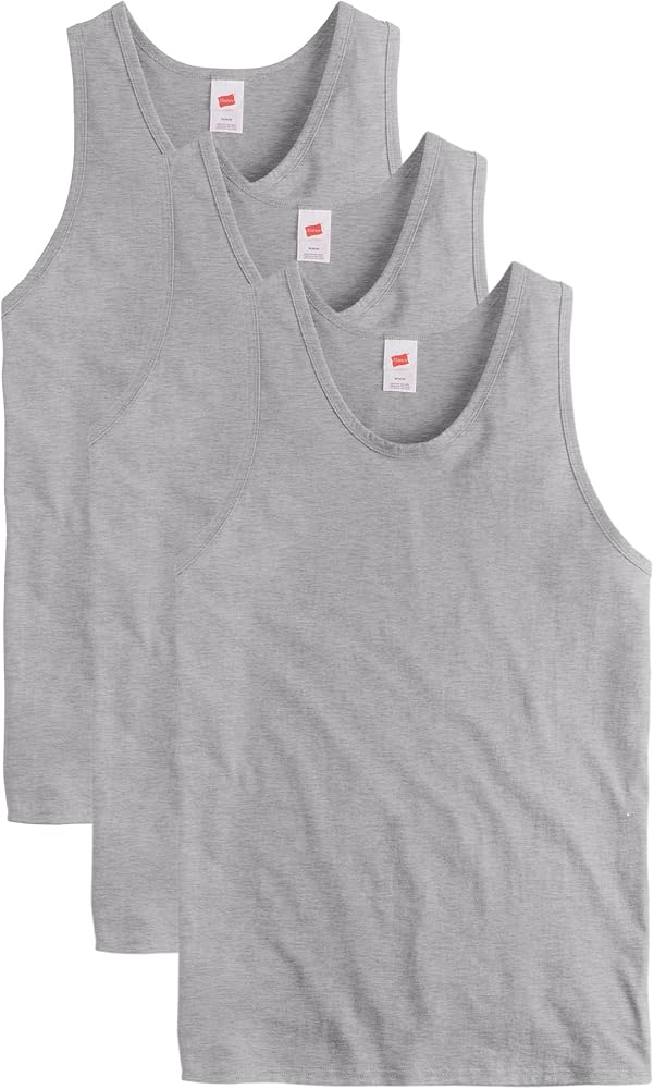 Hanes Men's Essentials Top Pack, Midweight Cotton Tanks, Sleeveless Shirts, 3-Pack