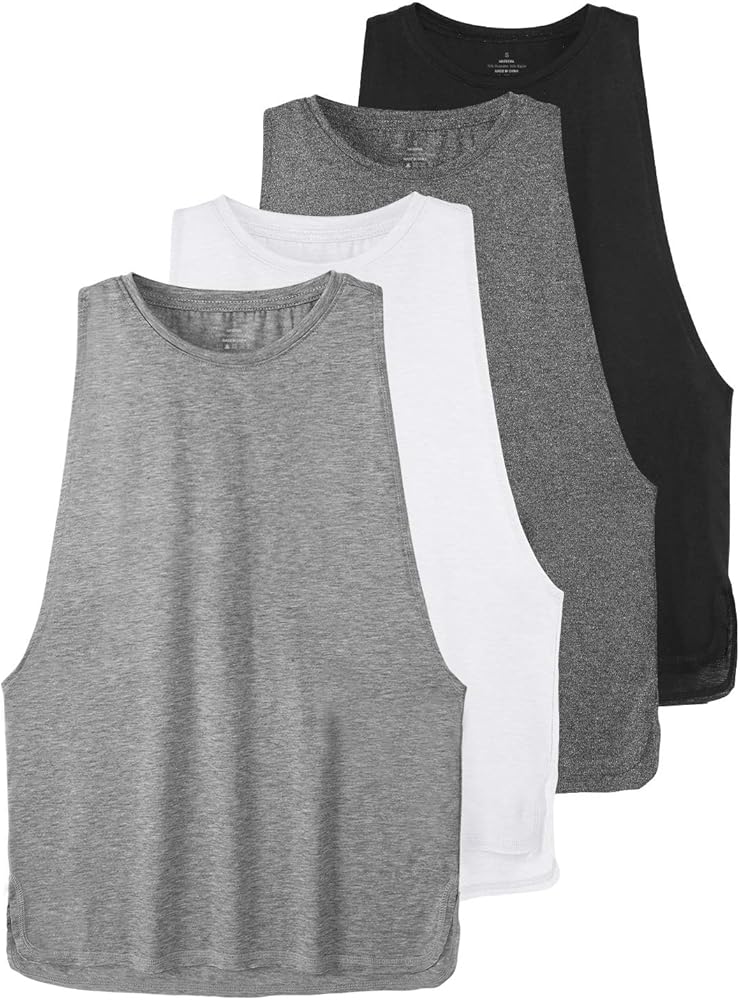 Cosy Pyro Workout Tank Tops for Women Lightweight Running Tanks Basic Gym Tops Sleeveless Athletic Yoga Shirts-4 Pack