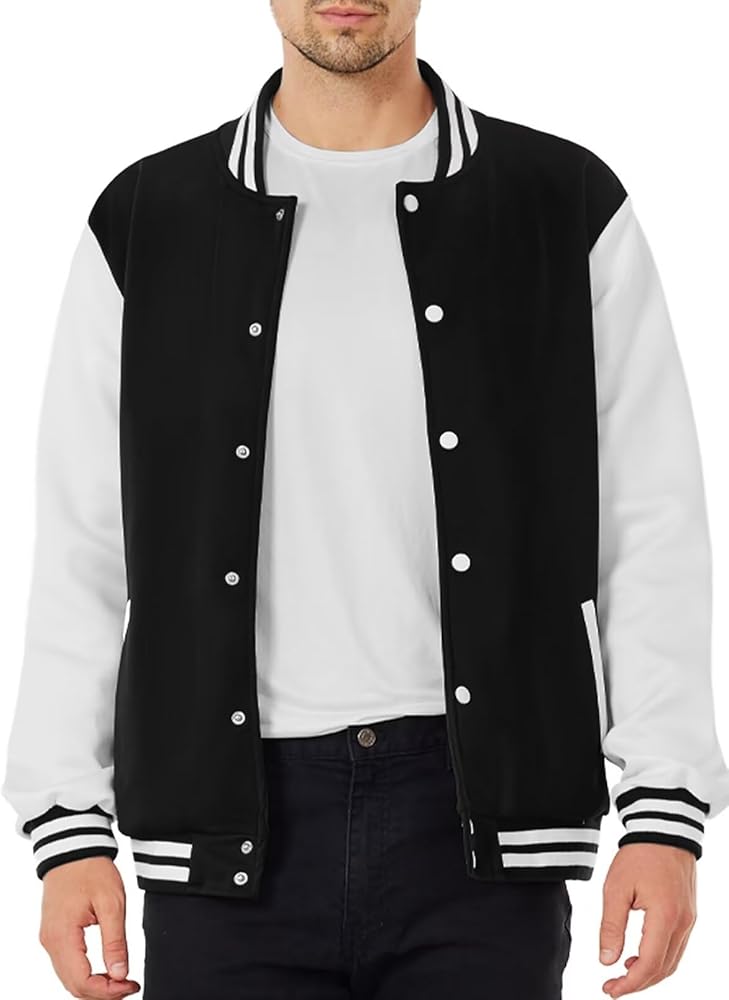 Men's Varsity Letterman Jacket Lightweight Baseball Bomber Jackets Slim Fit Causal Blend Designer Coat