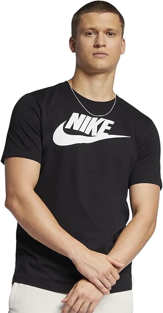 Nike Men's Dri-Fit Sportswear Logo Short Sleeve T Shirt (Black/White/White, X-Large)