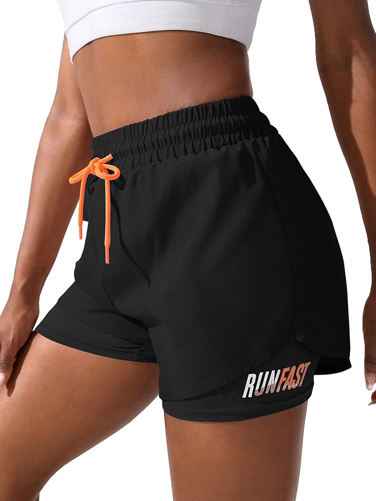 Women's 2 in 1 Workout Shorts Gym Workout Yoga Running Biker Tennis Skirts Clothes Summer