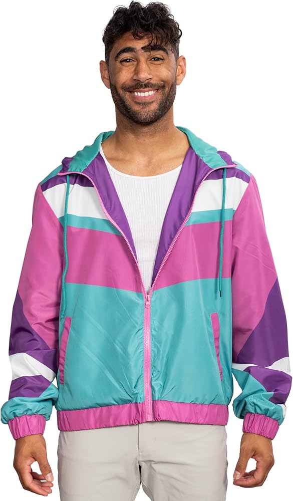 Retro Windbreaker Jacket Lightweight 80s & 90s Colorful Designs