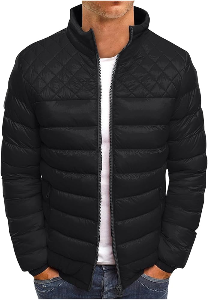 Men's Jacket Winter Puffer Jacket Fleece Warm Lightweight Coat Outerwear Cold Weather Jackets, M-3XL