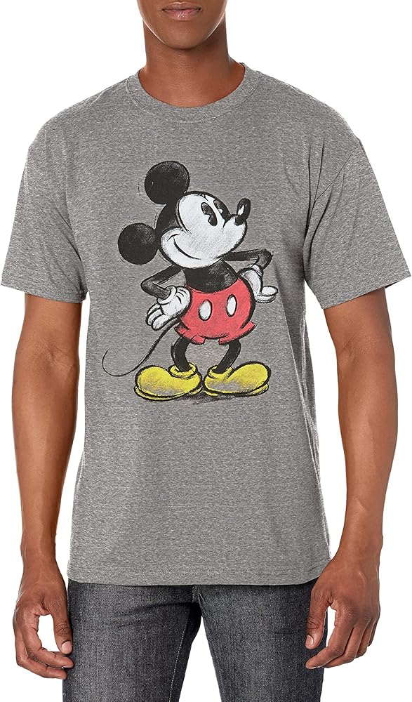 Disney Men's Giant Mickey Mouse Gray Graphic T-Shirt