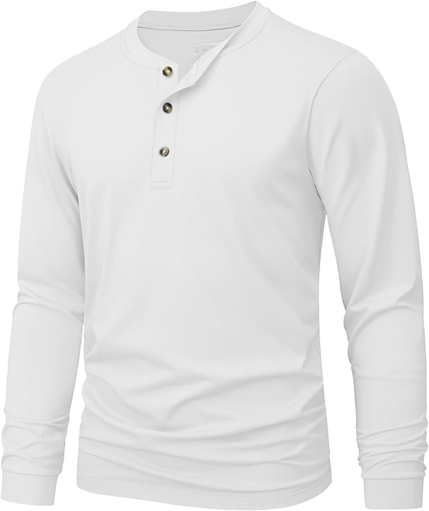 MAGNIVIT Men's Long Sleeve Henley Shirts 3-Button Spring Casual Cotton T-Shirts Moisture Wicking Basic Tops