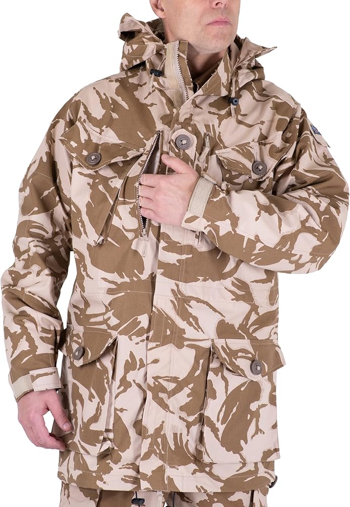 British Army Mens Military Jacket Original Hooded Desert Camouflage Military Surplus Gear Windproof & Breathable