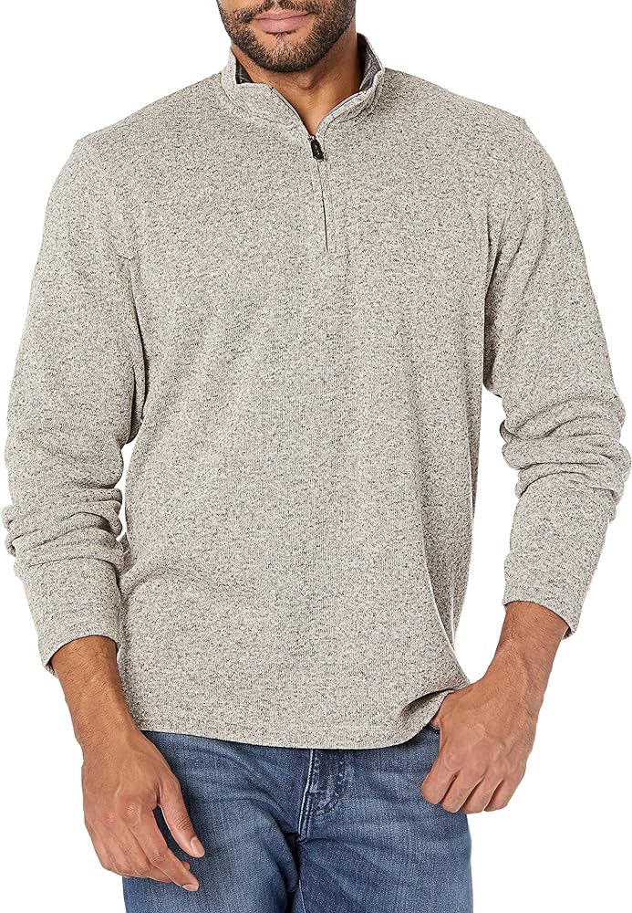 Wrangler Authentics mens Long Sleeve Fleece Quarter-Zip Sweater