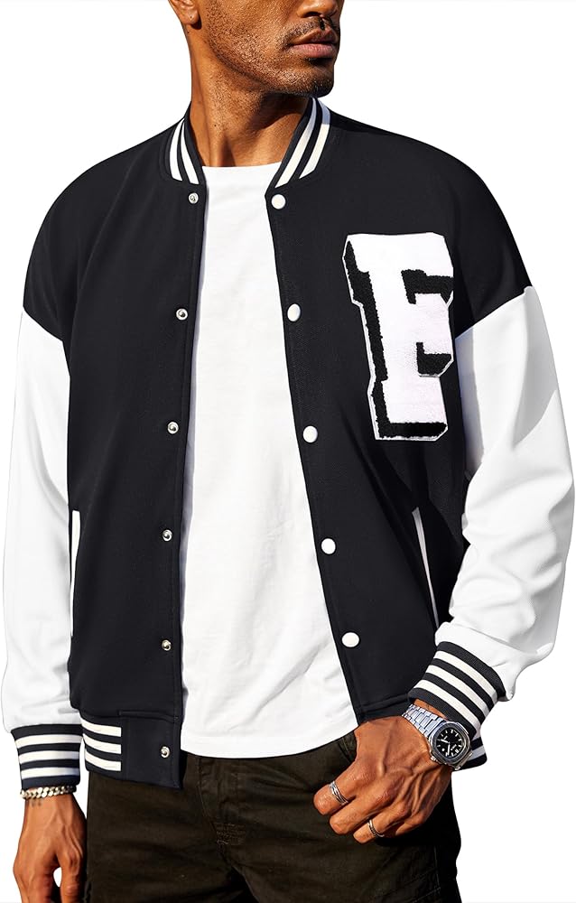 COOFANDY Men's Varsity Jacket Regular Fit Casual Letterman Baseball Bomber Jackets