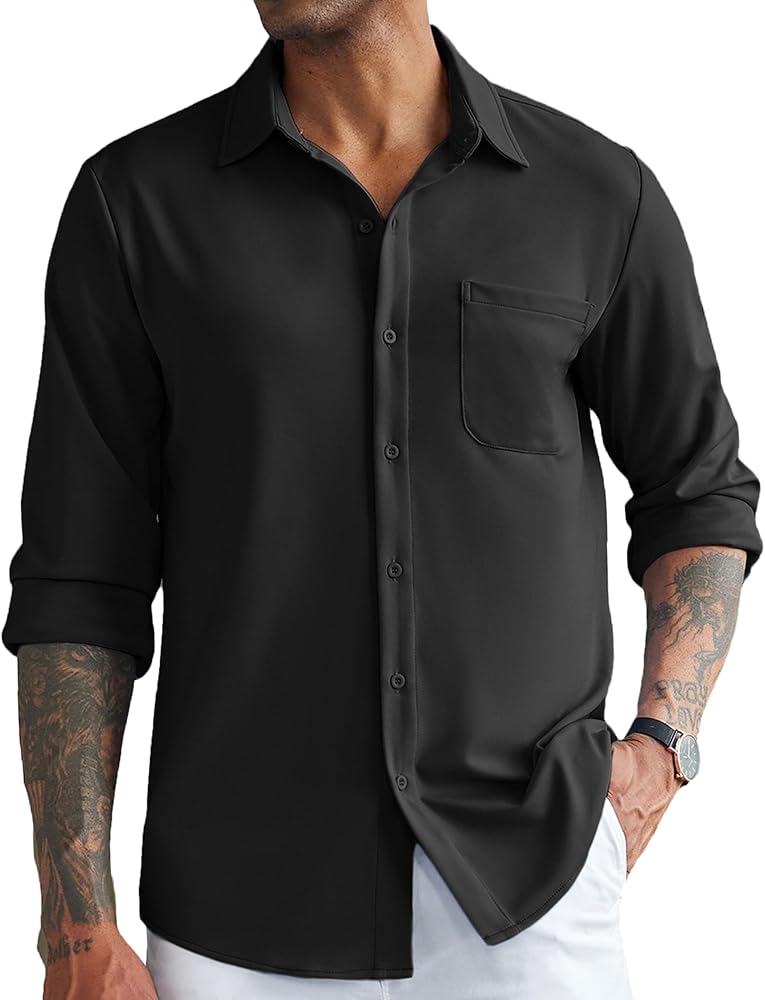 COOFANDY Men's Wrinkle Free Shirts Casual Long Sleeve Button Down Dress Shirts