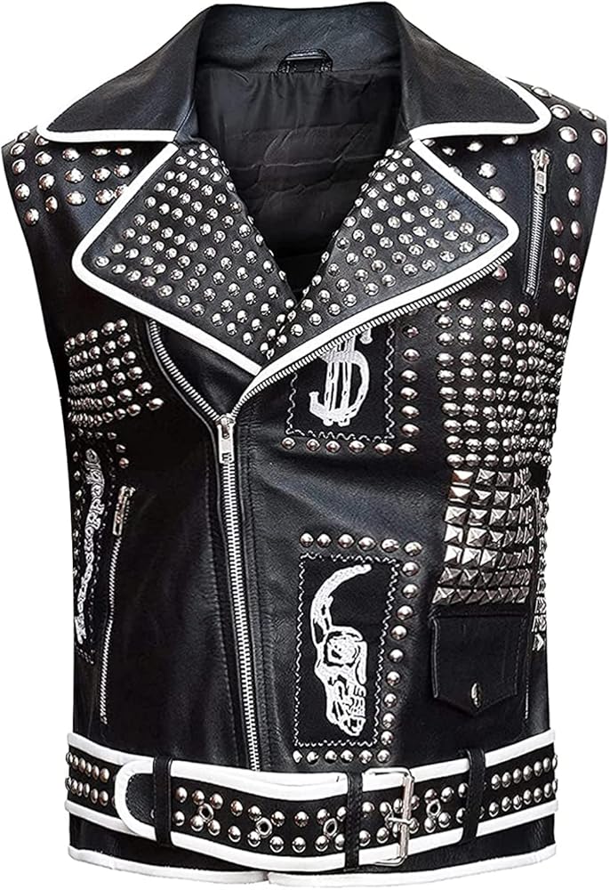 LP-FACON Men's Club Biker Vintage Fashion Motorcycle | Western Cowboy Leather Vest | Waistcoat Collection