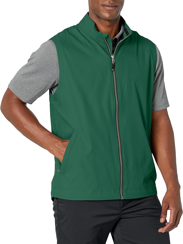 Cutter & Buck Men's Weathertec Water Resistant Lined Nine Iron Full Zip Vest