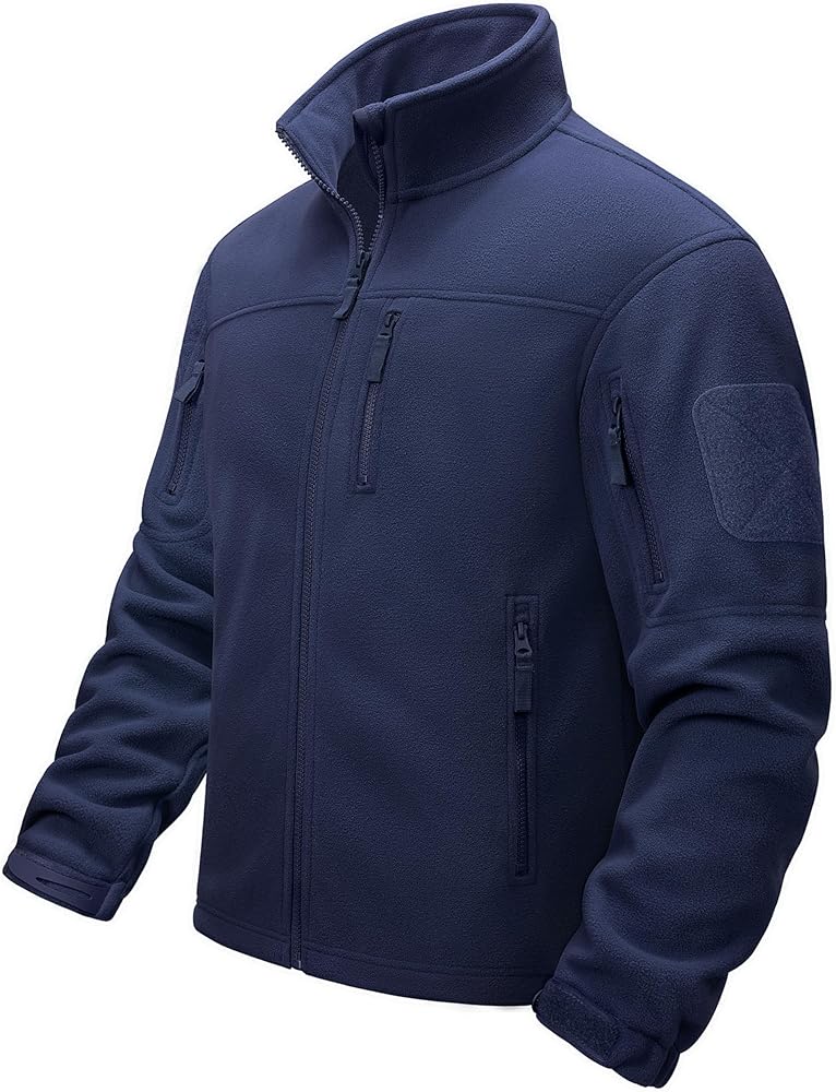 MAGCOMSEN Men's Full-Zip Fleece Jacket Casual Stand Collar Outwear Winter Tactical Jackets Warm Coats