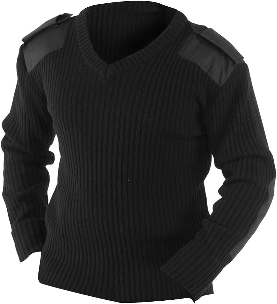 Yoko Mens V-Neck NATO Security Sweater/Workwear (XL) (Black)