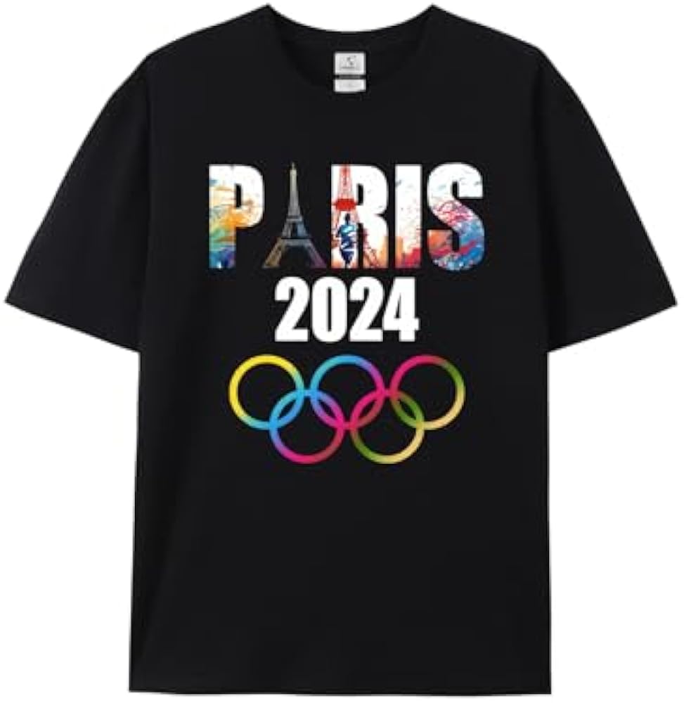 Colorful Paris Olympic 2024 Sports Games，Los Angeles 2028 Olympics USA Official Gear Unisex Cotton Gift T-Shirt TEE