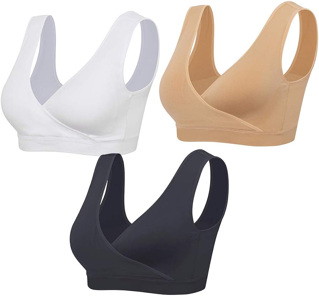 Nursing Sleep Bras Wirefree Maternity Breastfeeding Bras 3 Pack