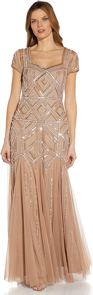 Adrianna Papell Women's Beaded Sweetheart Godet Gown