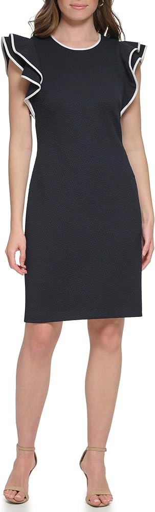 Tommy Hilfiger Women's Flutter Sleeve Scuba Dress