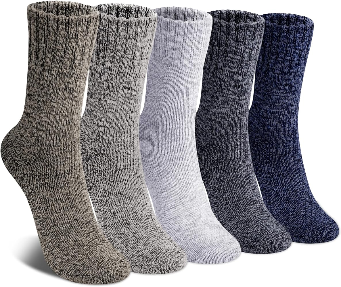 YSense 5 Pairs Womens Wool Socks Thick Knit Warm Winter Socks Cozy Comfy Socks Gifts for Women