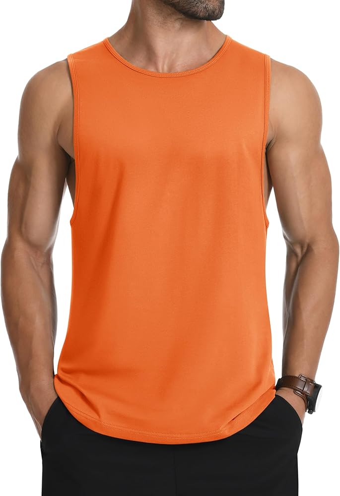 MAGCOMSEN Men's Tank Top Cotton Sleeveless Muscle Cut Off T Shirts Gym Workout Tank Tops Summer Beach Tanks