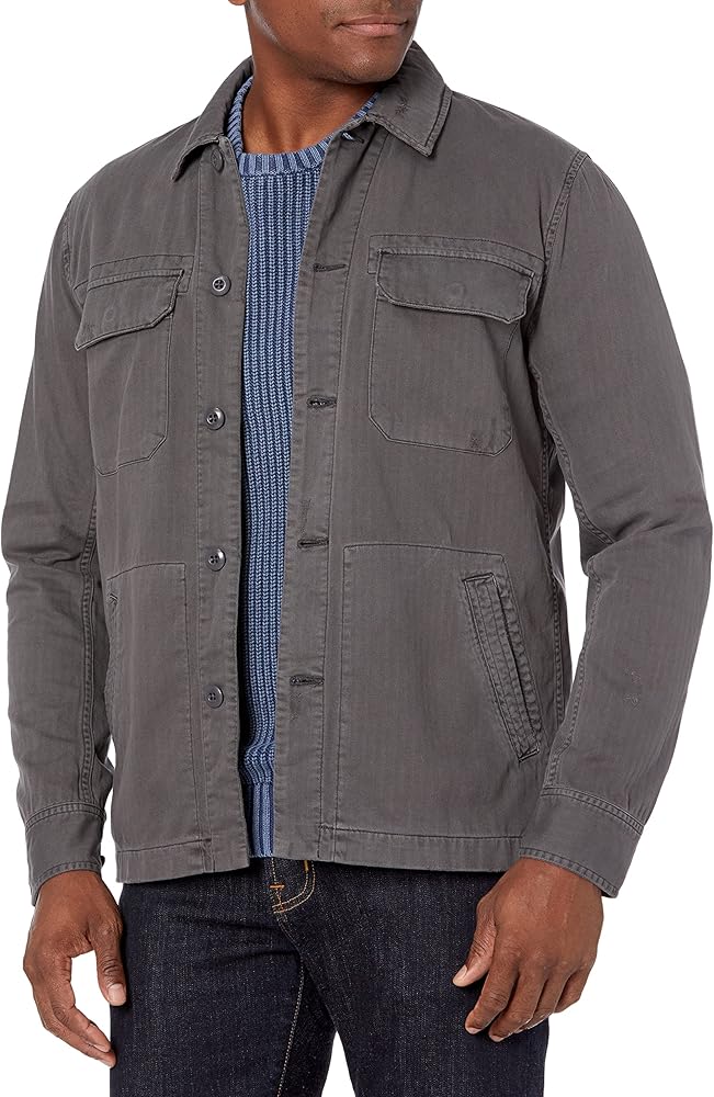 AG Adriano Goldschmied Men's Marx Cotton Herringbone Long Sleeve Field Jacket