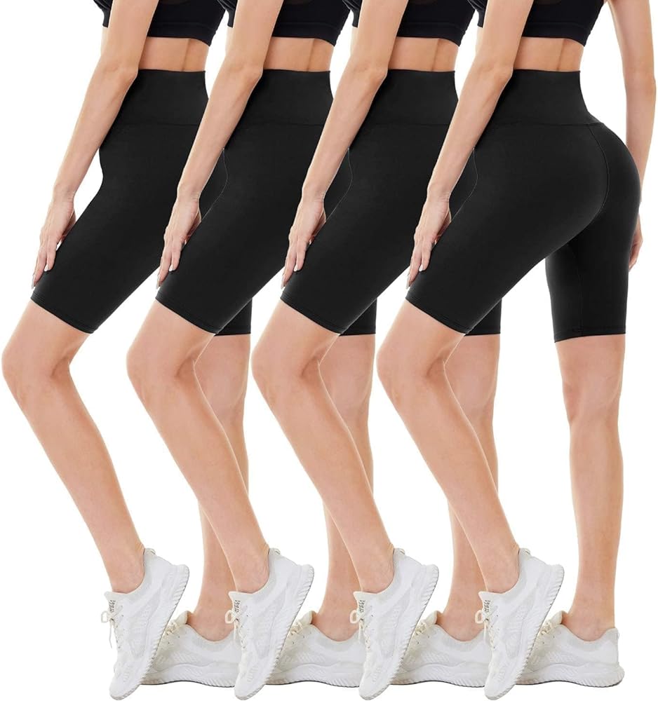 CAMPSNAIL 4 Pack Biker Shorts for Women High Waist - 3"/5"/8" Tummy Control Soft Athletic Yoga Workout Running Gym Shorts