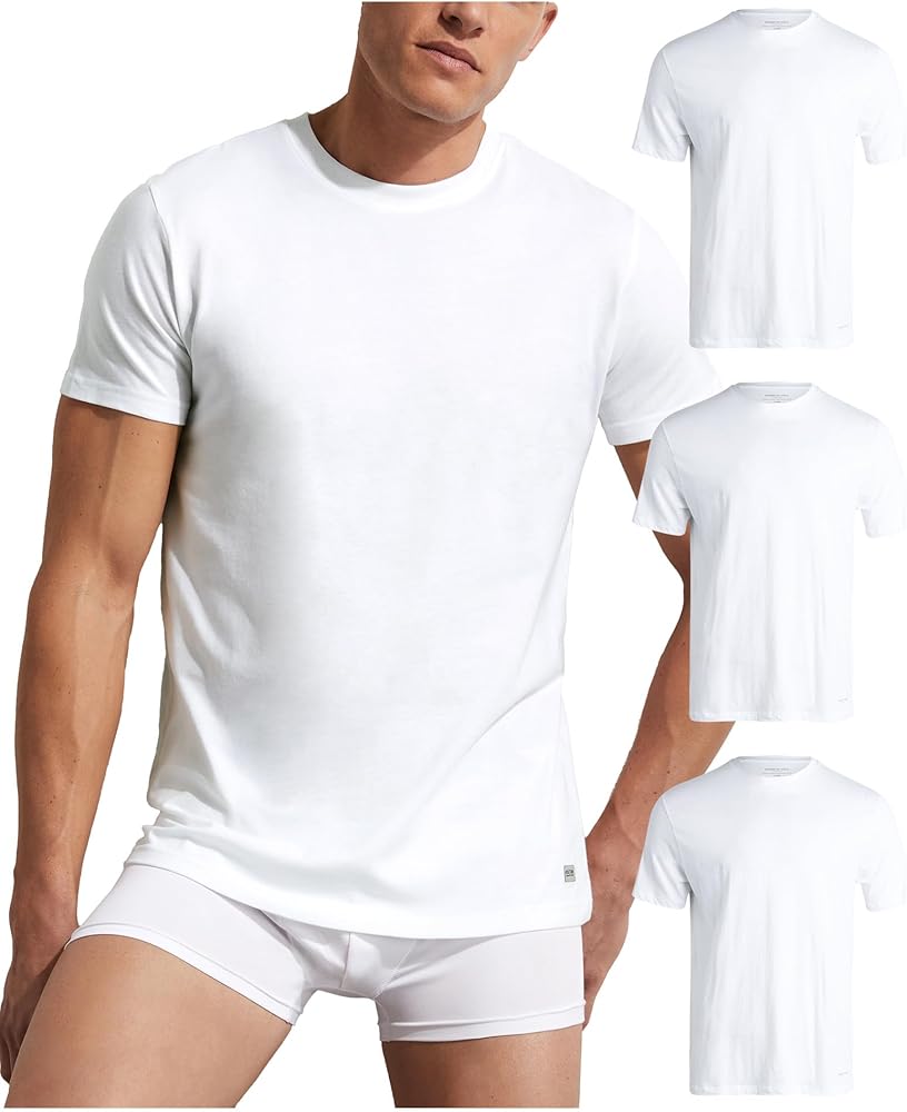 Kenneth Cole Men's Undershirt - 100% Cotton Short Sleeve T-Shirt - 3 Pack Plain White T-Shirt for Men, Crewneck/V-Neck (S-XL)