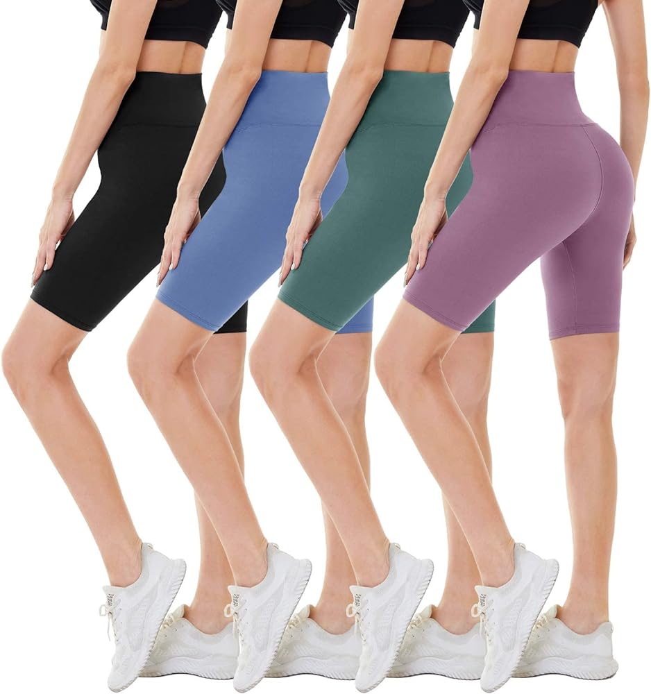 CAMPSNAIL 4 Pack Biker Shorts for Women High Waist - 3"/5"/8" Tummy Control Soft Athletic Yoga Workout Running Gym Shorts