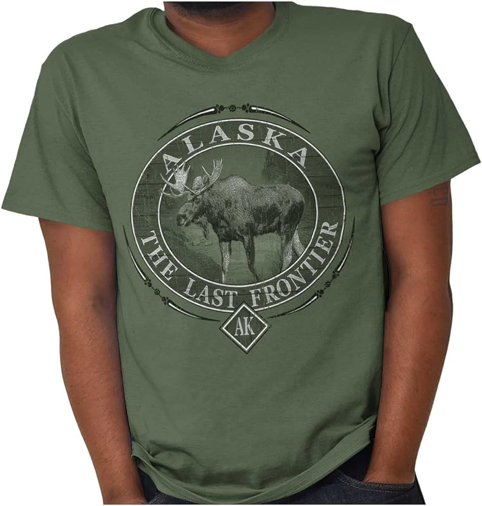 Alaska AK Rugged Mountain Moose Graphic T Shirt Men or Women