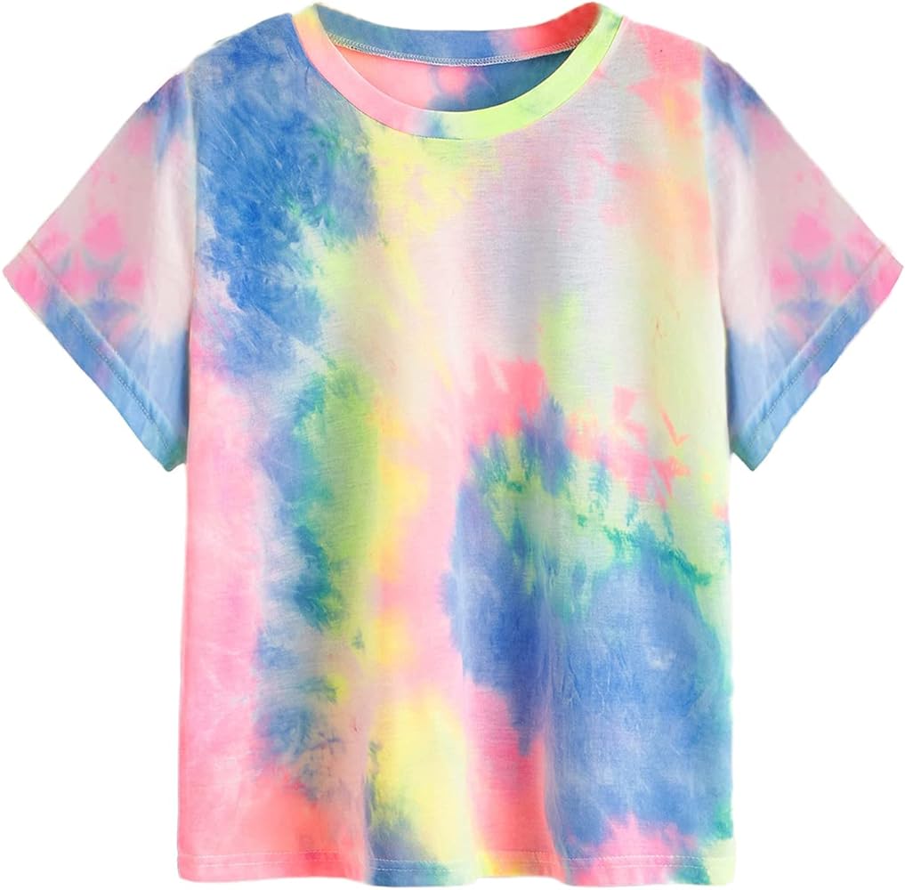 Verdusa Women's Casual Short Sleeve Tie Dye Tee